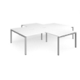 Adapt back to back 4 desk cluster 3200mm x 1600mm with 800mm return desks - silver frame and white top