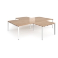 Adapt back to back 4 desk cluster 3200mm x 1600mm with 800mm return desks - white frame and beech top