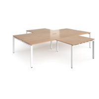 Adapt back to back 4 desk cluster 3200mm x 1600mm with 800mm return desks - white frame and beech top