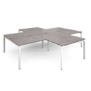 Adapt back to back 4 desk cluster 3200mm x 1600mm with 800mm return desks - white frame and grey oak top
