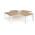 Adapt back to back 4 desk cluster 3200mm x 1600mm with 800mm return desks - white frame and oak top