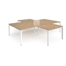 Adapt back to back 4 desk cluster 3200mm x 1600mm with 800mm return desks - white frame and oak top