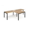 Adapt double straight desks 3200mm x 800mm with 800mm return desks - black frame and oak top