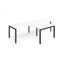 Adapt double straight desks 3200mm x 800mm with 800mm return desks - black frame and white top