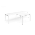 Adapt double straight desks 3200mm x 800mm with 800mm return desks - white frame and white top