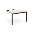 Adapt add on unit double return desk 800mm x 1200mm - black frame and white top with oak edge