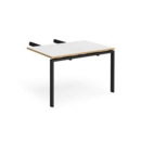 Adapt add on unit double return desk 800mm x 1200mm - black frame and white top with oak edge