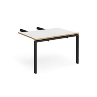 Adapt add on unit double return desk 800mm x 1200mm - black frame and white top with oak edge