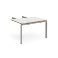 Adapt add on unit double return desk 800mm x 1200mm - silver frame and white top with oak edge