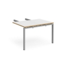Adapt add on unit double return desk 800mm x 1200mm - silver frame and white top with oak edge
