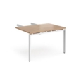Adapt add on unit double return desk 800mm x 1200mm - white frame and beech top