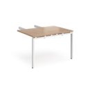 Adapt add on unit double return desk 800mm x 1200mm - white frame and beech top