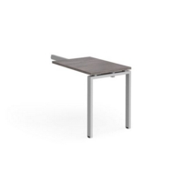 Adapt add on unit single return desk 800mm x 600mm - silver frame and grey oak top
