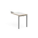 Adapt add on unit single return desk 800mm x 600mm - silver frame and white top with oak edge