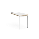 Adapt add on unit single return desk 800mm x 600mm - white frame and white top with oak edge