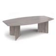 Arrow head leg radial boardroom table 2400mm x 800/1300mm - grey oak