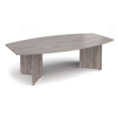 Arrow head leg radial boardroom table 2400mm x 800/1300mm - grey oak