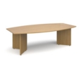 Arrow head leg radial boardroom table 2400mm x 800/1300mm - oak