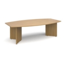 Arrow head leg radial boardroom table 2400mm x 800/1300mm - oak