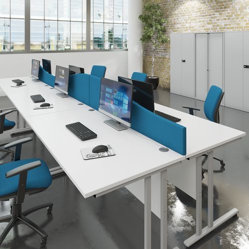 Wave desktop fabric screen 1200mm x 400mm/200mm - blue