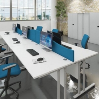 Wave desktop fabric screen 1800mm x 400mm/200mm - blue