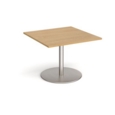 Eternal square extension table 1000mm x 1000mm - brushed steel base and oak top
