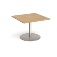 Eternal square extension table 1000mm x 1000mm - brushed steel base and oak top
