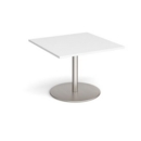 Eternal square extension table 1000mm x 1000mm - brushed steel base and white top