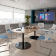 Eternal square extension table 1000mm x 1000mm - brushed steel base and white top