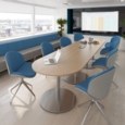 Eternal square extension table 1000mm x 1000mm - brushed steel base and white top
