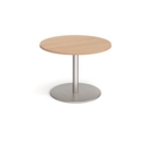 Eternal circular boardroom table 1000mm - brushed steel base and beech top