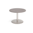 Eternal circular boardroom table 1000mm - brushed steel base and grey oak top