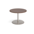 Eternal circular boardroom table 1000mm - brushed steel base and walnut top