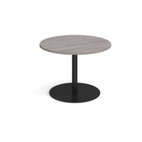 Eternal circular boardroom table 1000mm - black base and grey oak top
