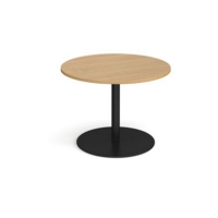 Eternal circular boardroom table 1000mm - black base and oak top