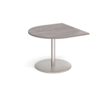 Eternal radial extension table 1000mm x 1000mm - brushed steel base and grey oak top