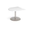 Eternal radial extension table 1000mm x 1000mm - brushed steel base and white top