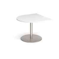Eternal radial extension table 1000mm x 1000mm - brushed steel base and white top