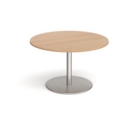 Eternal circular boardroom table 1200mm - brushed steel base and beech top