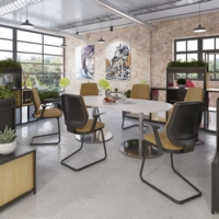 Eternal circular boardroom table 1200mm - brushed steel base and beech top