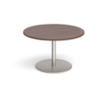 Eternal circular boardroom table 1200mm - brushed steel base and walnut top