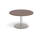 Eternal circular boardroom table 1200mm - brushed steel base and walnut top