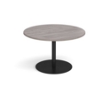 Eternal circular boardroom table 1200mm - black base and grey oak top