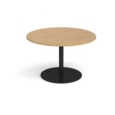 Eternal circular boardroom table 1200mm - black base and oak top