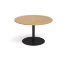 Eternal circular boardroom table 1200mm - black base and oak top