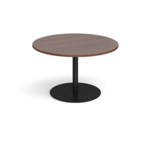 Eternal circular boardroom table 1200mm - black base and walnut top