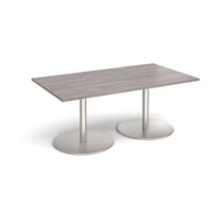 Eternal rectangular boardroom table 1800mm x 1000mm - brushed steel base and grey oak top