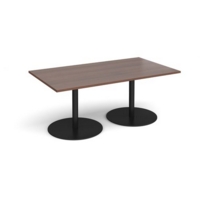 Eternal rectangular boardroom table 1800mm x 1000mm - black base and walnut top