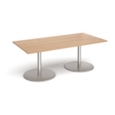Eternal rectangular boardroom table 2000mm x 1000mm - brushed steel base and beech top