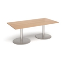 Eternal rectangular boardroom table 2000mm x 1000mm - brushed steel base and beech top